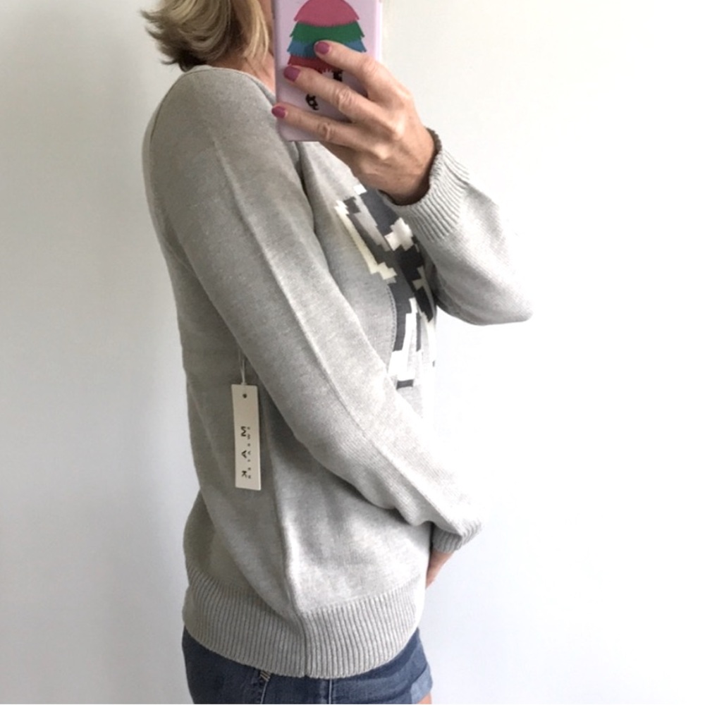 Grey Pixel Dog Pullover Sweater - Picture 5 of 6